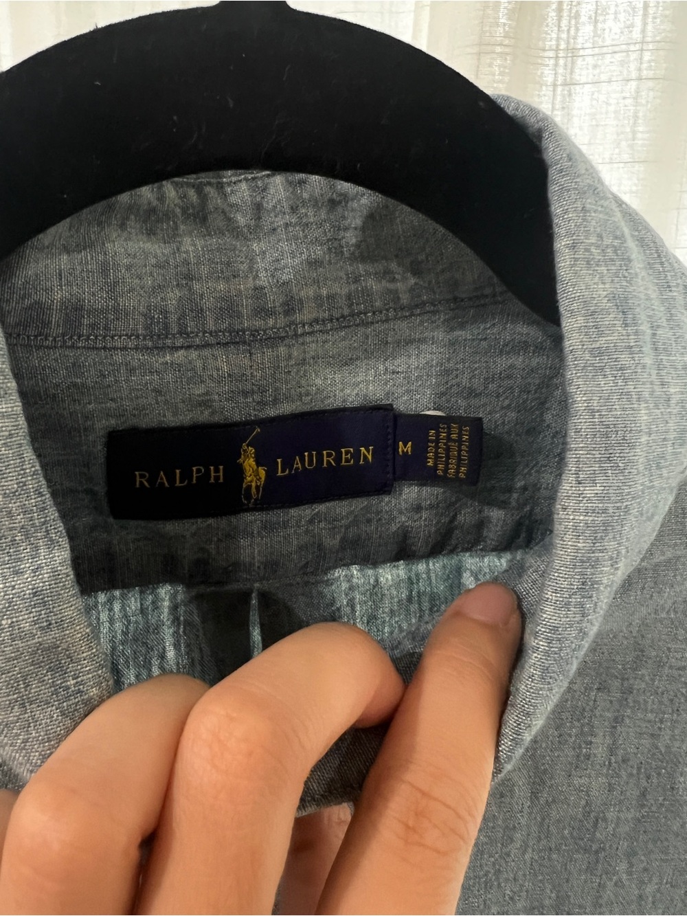 Ralph Lauren Light Blue 100% cotton Chambray Button-Down Shirt - Picture 3 of 4